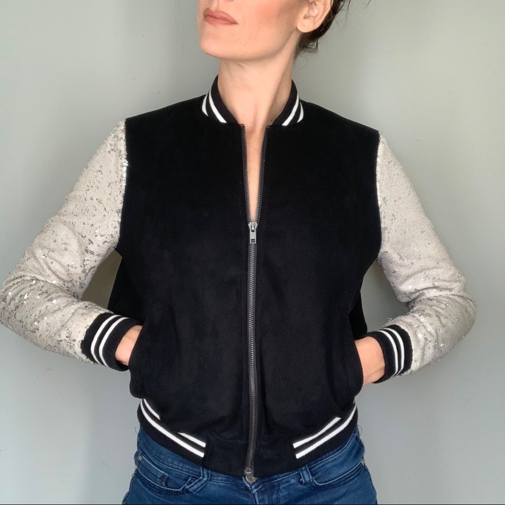 S LIKE NEW Bomber Jack with Sparkle Sleeves